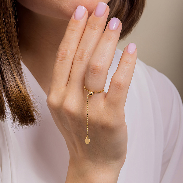 Кольцо Fly из желтого золота с цепочкой (арт. 155784ж) – изображение 3