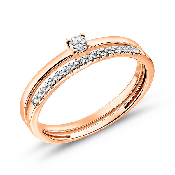 Двойное кольцо из золота с бриллиантами (арт. К011210015) – изображение 2