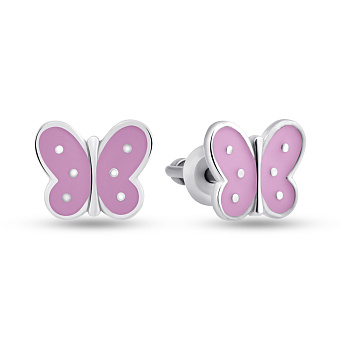 Фото Детские серебряные сережки Бабочки (арт. 7518/1072версю)