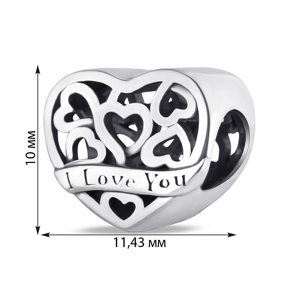 Шарм серебряный I Love You (арт. 7903/3226) – изображение 2