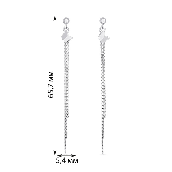 Длинные серьги из серебра без камней (арт. 7518/7191) – изображение 2