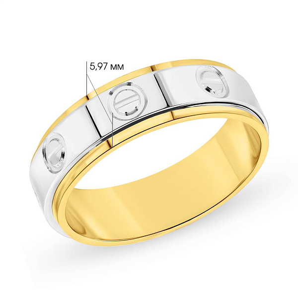 Каблучка "Антистрес" з жовтого і білого золота (арт. 154366жб) – зображення 2