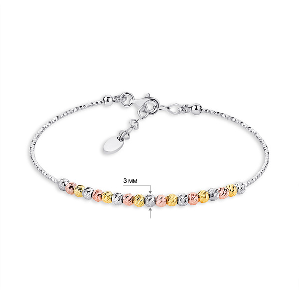 Срібний браслет з кульками (арт. 7509/3098бкж) – зображення 2