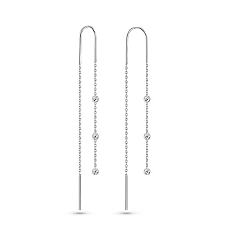 Серьги-протяжки из белого золота (арт. 110720б)