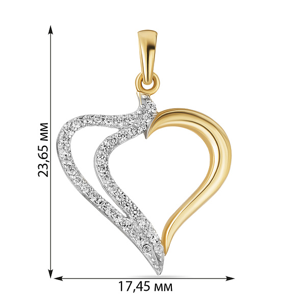Кулон Сердце из желтого золота с фианитами (арт. 421931ж) – изображение 2