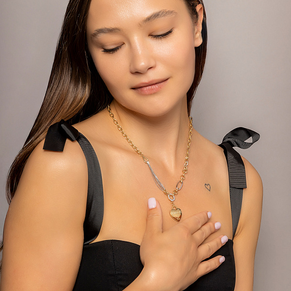 Кольє з жовтого і білого золота з фіанітами (арт. 350783жб) – зображення 5