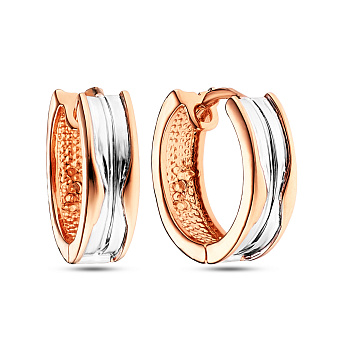 Сережки-кольца из красного и белого золота (арт. 103694/15кб)