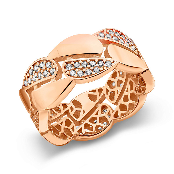 Кольцо из красного золота с фианитами (арт. 156330) – изображение 1