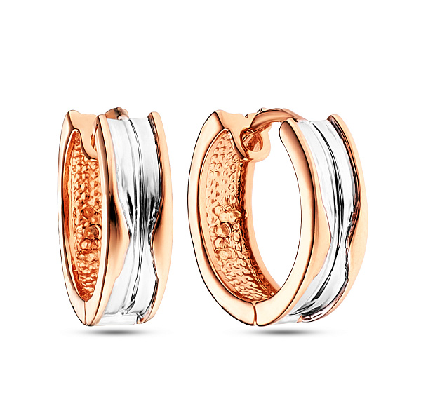 Сережки-кольца из красного и белого золота (арт. 103694/15кб) – изображение 1