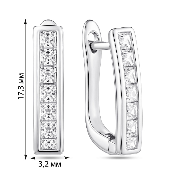 Серебряные серьги с фианитами (арт. 7502/10513) – изображение 2