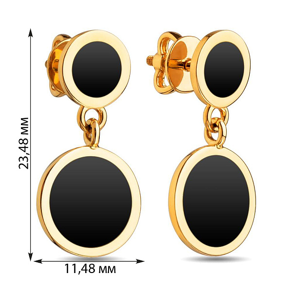 Серьги-подвески из золота Лýна с эмалью (арт. 110867жч) – изображение 3