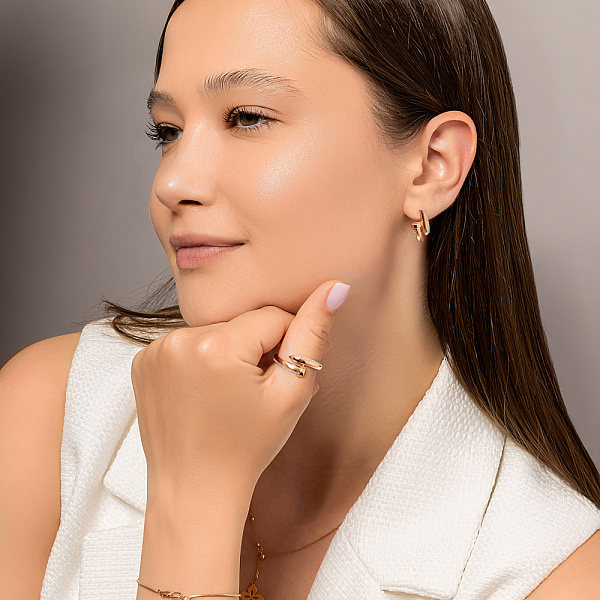 Золотые сережки Гвоздь с фианитами (арт. 1091914) – изображение 5