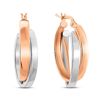 Фото Сережки з червоного та білого золота (арт. 105722/25кб)