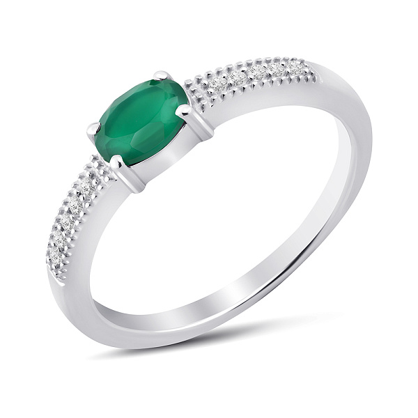 Серебряное кольцо с агатом и дорожкой из фианитов (арт. 7501/2173557Аз) – изображение 1