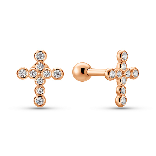 Золоті пусети з хрестиками (арт. 1101228) – зображення 1