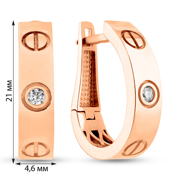 Серьги из красного золота с фианитами (арт. 1091361) – изображение 4