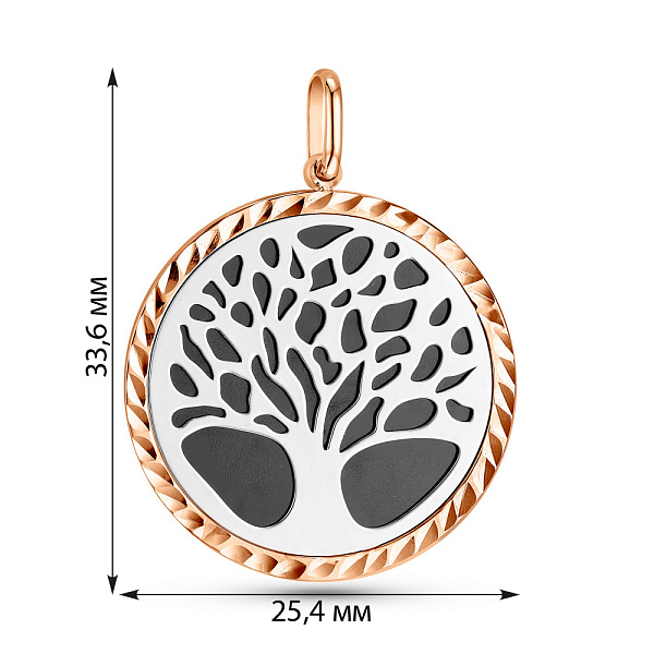 Золотой кулон Дерево жизни с ониксом (арт. 424909кбо) – изображение 5