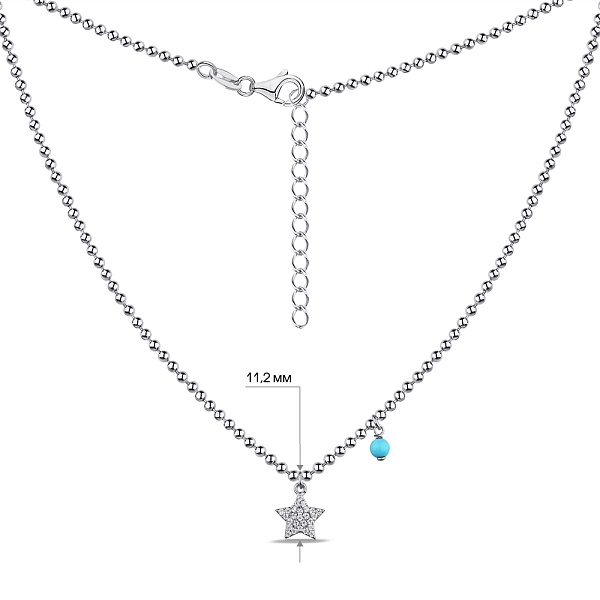 Серебряное колье Звезда с бирюзой и фианитами (арт. 7507/1982Б) – изображение 3