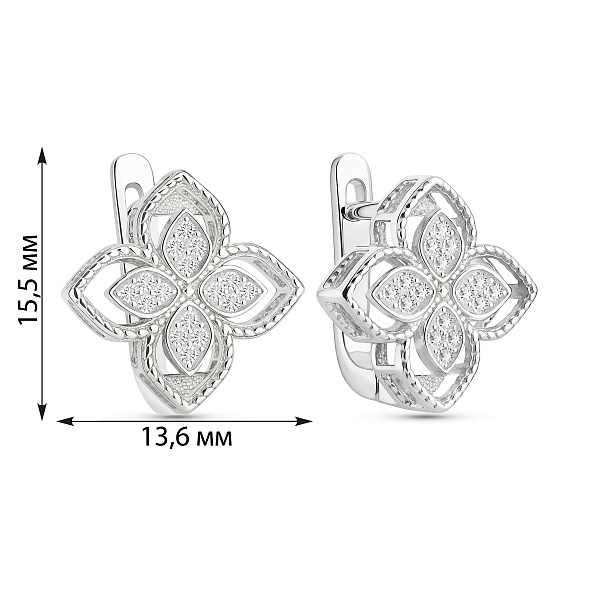 Серебряные серьги Цветок с фианитами (арт. 7502/10079/15) – изображение 2