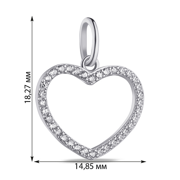 Серебряный подвес в форме сердца с фианитами (арт. 7503/П2Ф/3005) – изображение 2