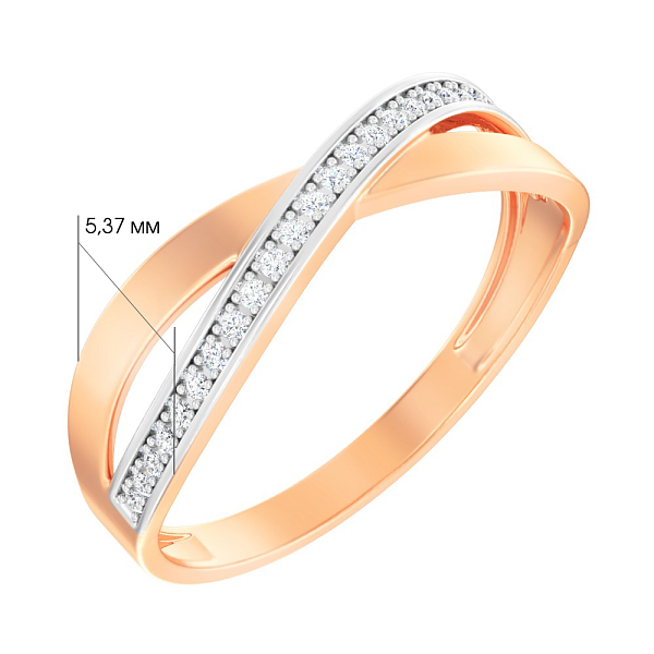 Золотое кольцо Синергия с белыми фианитами (арт. 140770) – изображение 2