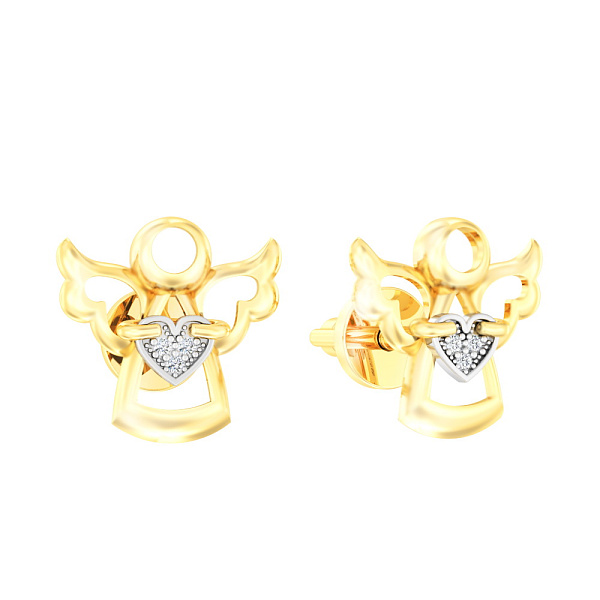 Золоті сережки пусети «Янголи» з фіанітами (арт. 110582ж) – зображення 1
