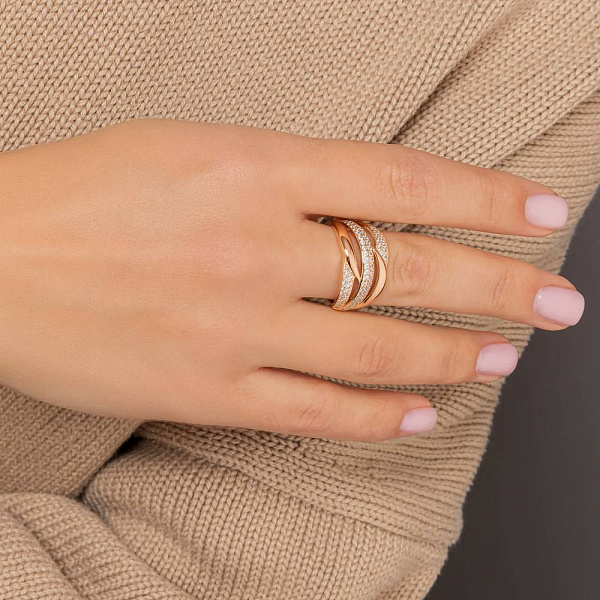 Массивное золотое кольцо с фианитами (арт. 156506) – изображение 2