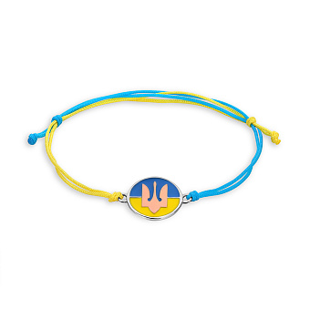 Фото Браслет Трезубец на нити с серебряной вставкой и с золотой накладкой (арт. 7209/496брпгж)