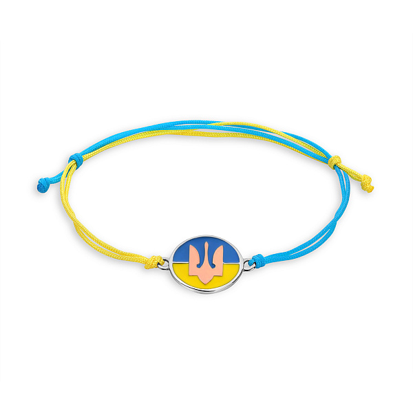 Браслет Трезубец на нити с серебряной вставкой и с золотой накладкой (арт. 7209/496брпгж) – изображение 1