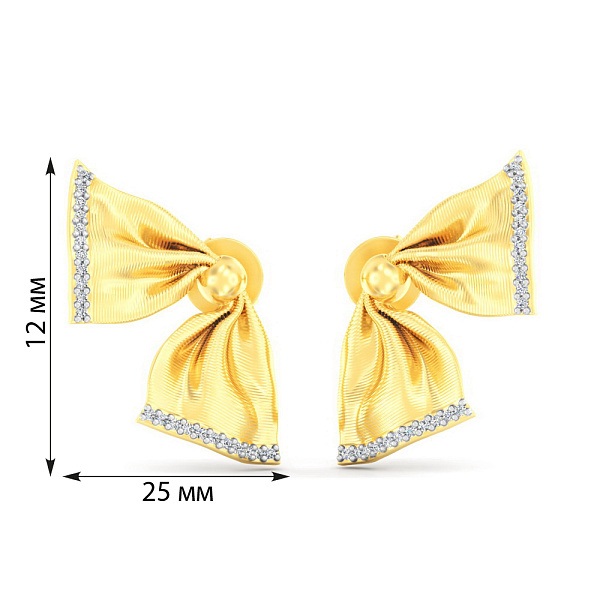 Золоті сережки Бантики Francelli з діамантами (арт. Т111357010ж) – зображення 2