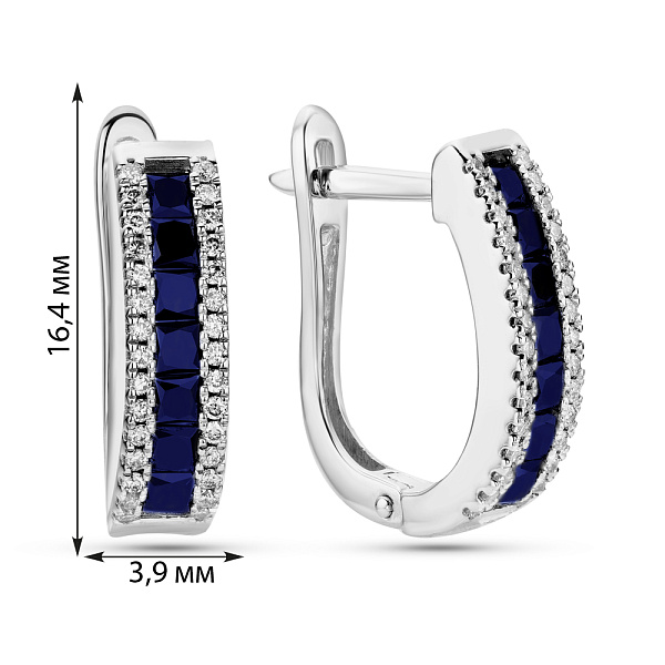 Серьги из белого золота с сапфирами и бриллиантами (арт. 2190166202с) – изображение 2