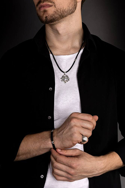 Шелковый шнурок с серебряными вставками (арт. 7307/271/2ш) – изображение 4