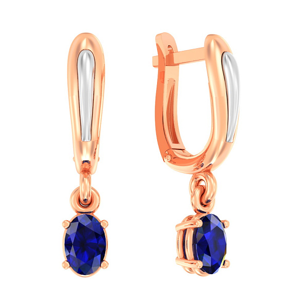 Золоті сережки з підвісками і сапфіром (арт. 111056Пс) – зображення 1