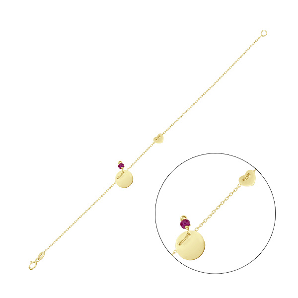 Браслет «Монета» з жовтого золота з фіанітом (арт. 322832жк) – зображення 1