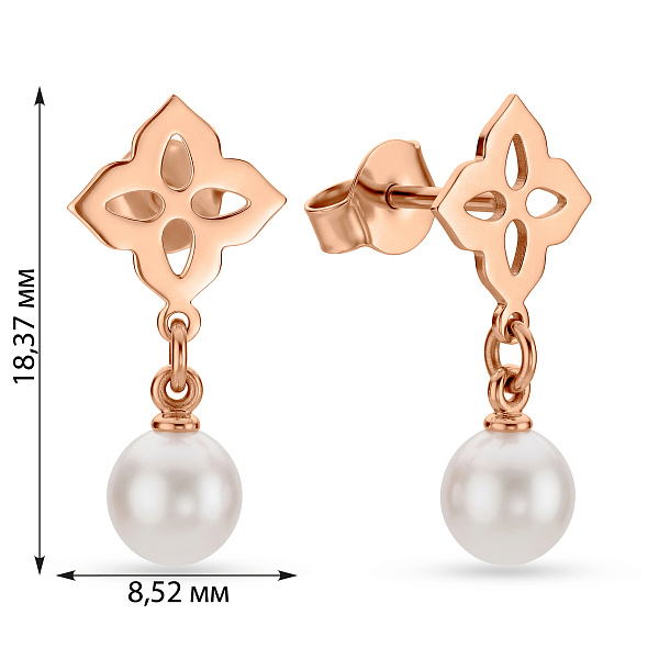 Золоті сережки-пусети з перлами (арт. 1101291) – зображення 2