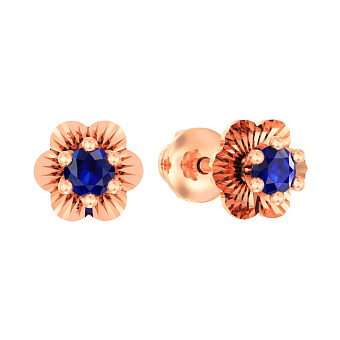 Детские золотые серьги с синими фианитами (арт. 110508с)