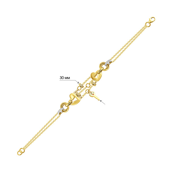 Браслет  з жовтого золота з фіанітами і емаллю (арт. 321731жбеП1) – зображення 3