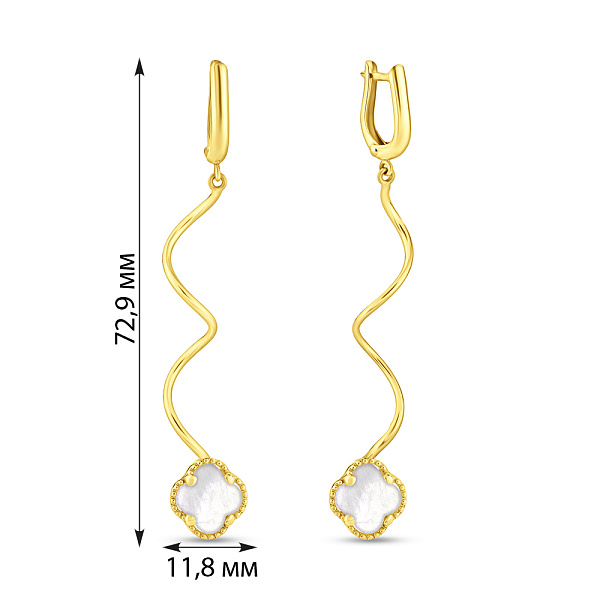 Серьги-подвески из желтого золота с перламутром (арт. 104567жп) – изображение 3