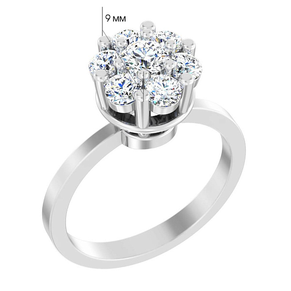 Каблучка золота в білому кольорі металу з діамантами (арт. К011442070б) – зображення 4