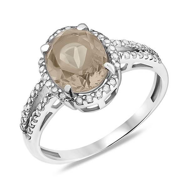 Золотое кольцо с кварцем и фианитами (арт. 140458Пбкр) – изображение 1