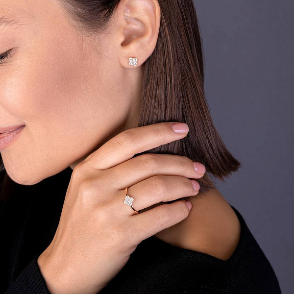 Каблучка з червоного золота з діамантами (арт. К011509010) – зображення 2