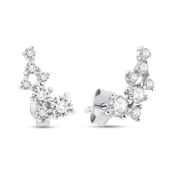 Срібні сережки-пусети з розсипом з фіанітів   (арт. 7518/1356С) – зображення 1