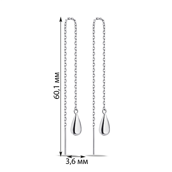 Серебряные серьги протяжки без камней (арт. 7502/9005/2) – изображение 2