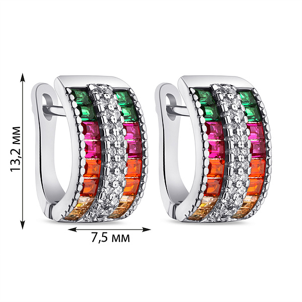 Серебряные серьги с альпинитами и фианитами (арт. 7502/9456ацв) – изображение 2