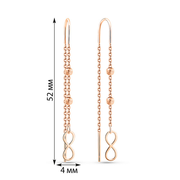 Золоті сережки-протяжки Безкінечність (арт. 1091200/2) – зображення 2