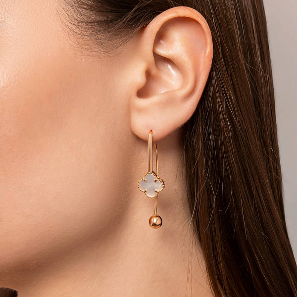 Серьги из красного золота с перламутром (арт. 109847/10п) – изображение 3