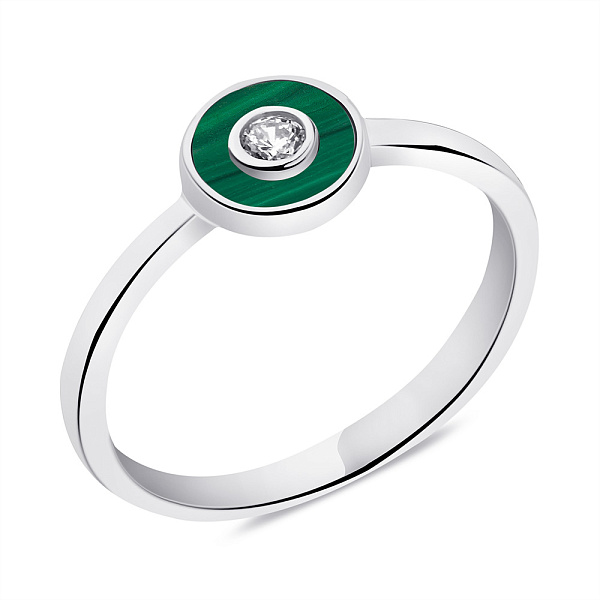 Серебряное кольцо с малахитом и фианитом (арт. 7501/6727млх) – изображение 1