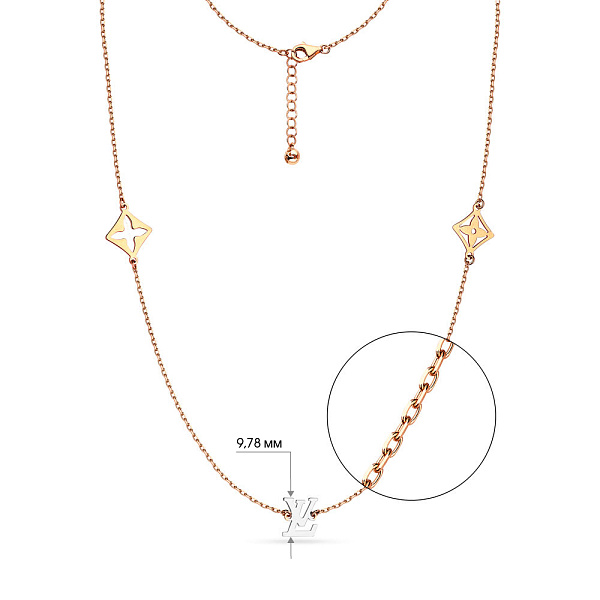 Золотое колье в комбинированном цвете металла (арт. 352016кб) – изображение 2