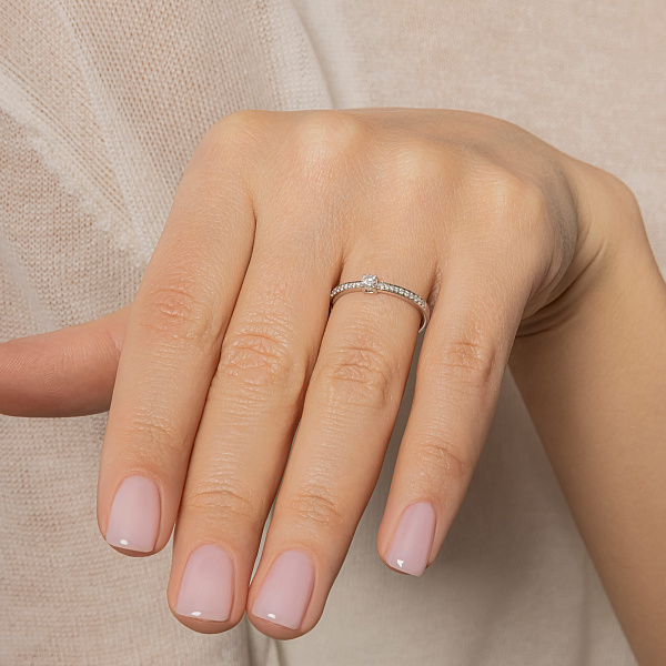 Помолвочное золотое кольцо с бриллиантами (арт. К341571015б) – изображение 2