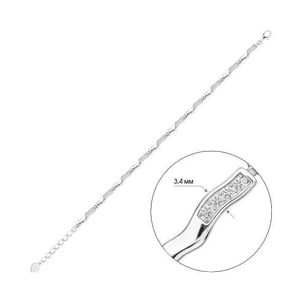 Серебряный браслет с дорожкой из фианитов (арт. 7509/5119) – изображение 2